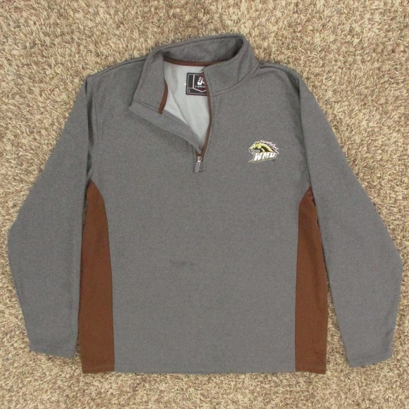 Western Michigan University Sweatshirt Mens Large Gray‎ Fleece 1/4 Zip Pullover - Picture 1 of 9